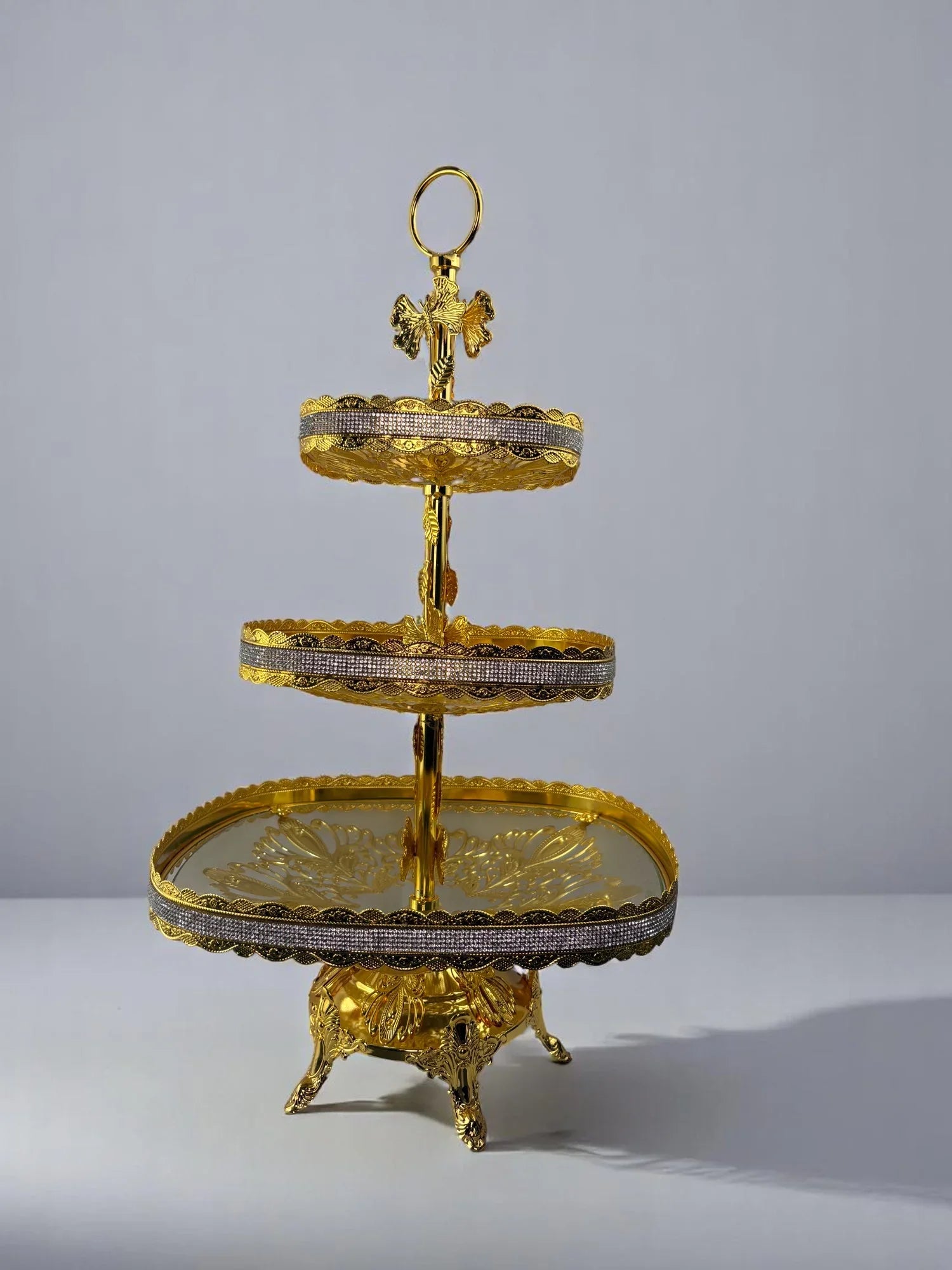 Centro de Mesa em Vidro Dourado Transparente Alidolado