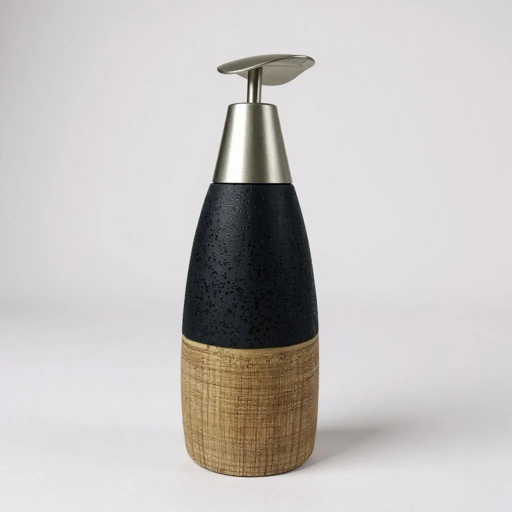 Dispenser de Cerâmica Cinza com Marrom Alidolado