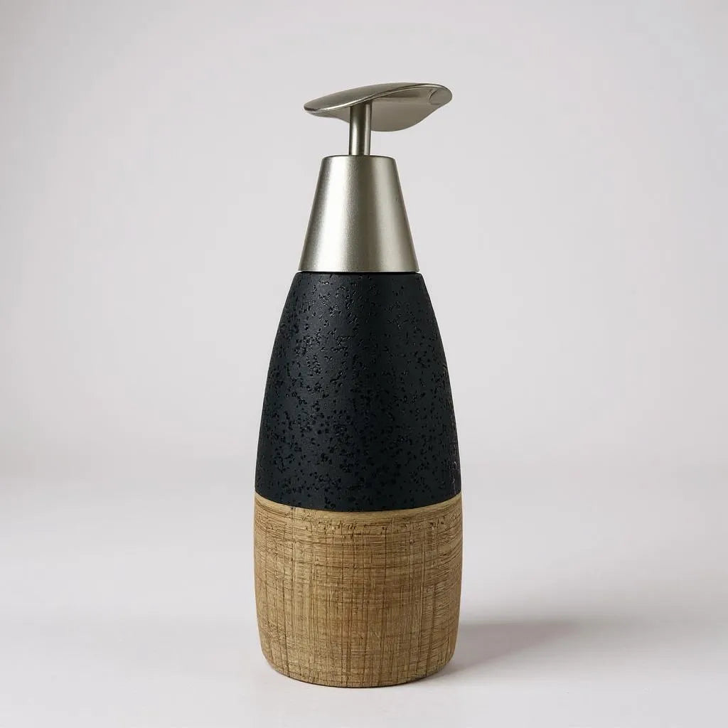 Dispenser de Cerâmica Cinza com Marrom Alidolado