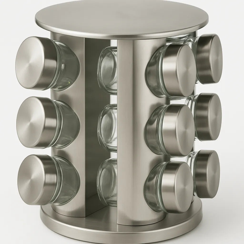 Porta Temperos Base Giratória em Inox Alidolado