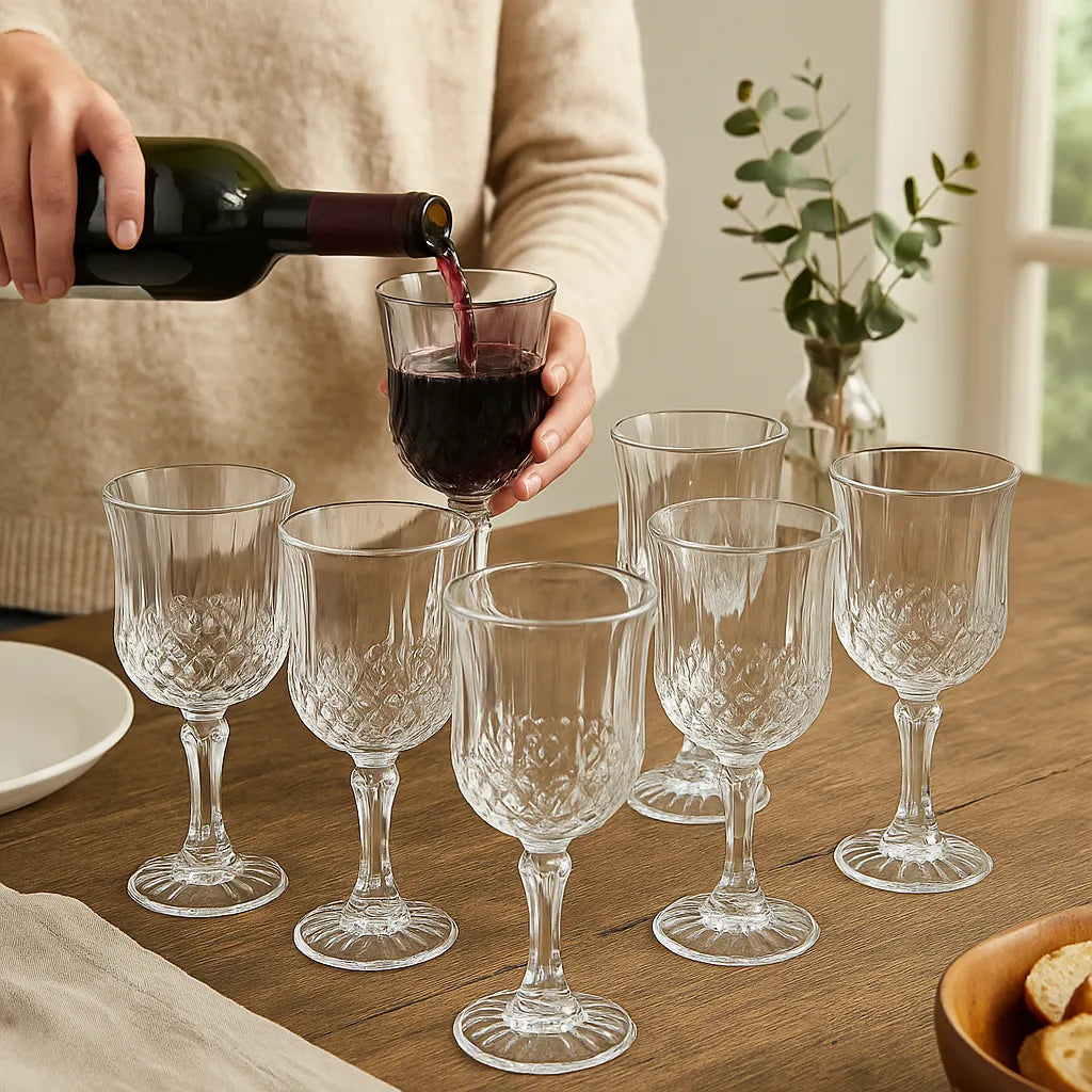 Taça de Vidro Transparente Elegante 6 Peças Alidolado