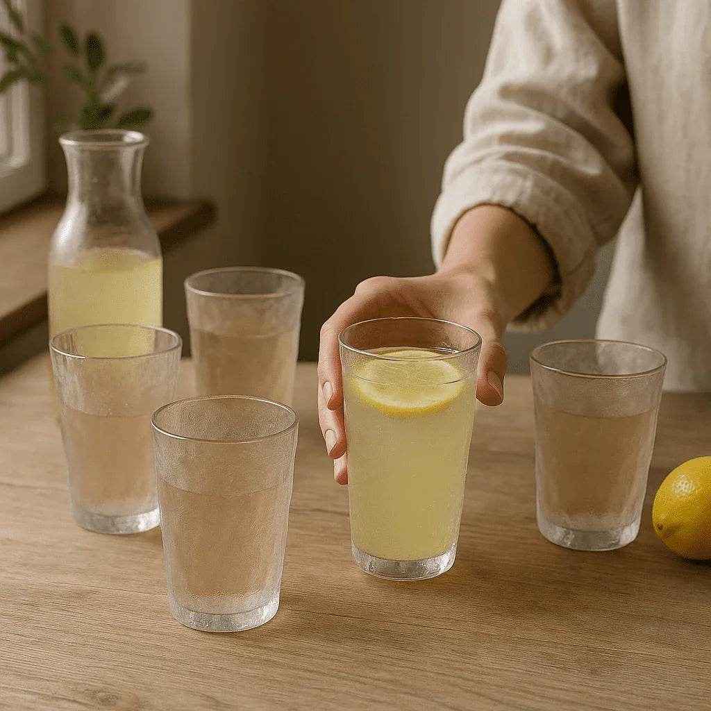 Kit de Copos de Vidro Design Ondulado 350ml 6 Peças Alidolado