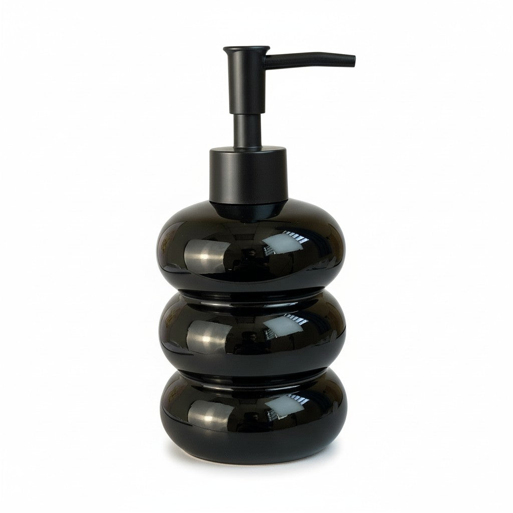 Dispenser de Vidro Branco Bolha com Bico Preto Fosco