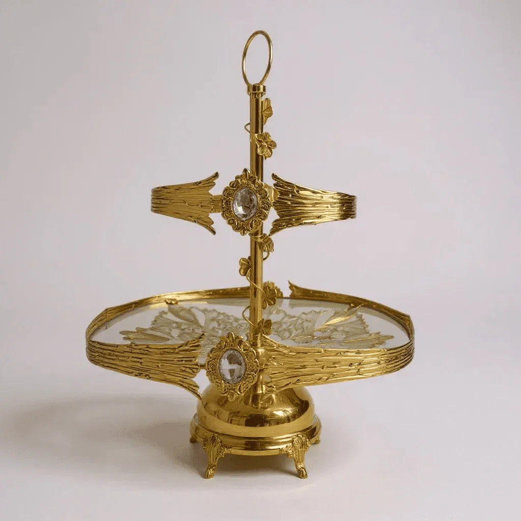 Centro de Mesa Decorativo com Cristais Dourados alidolado