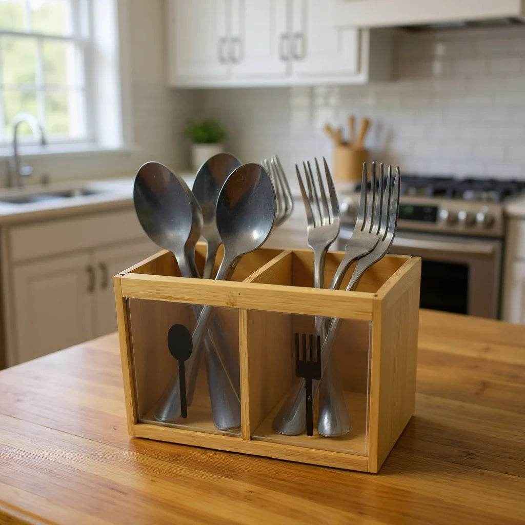 Porta Talheres de Madeira Compacto - Alidolado