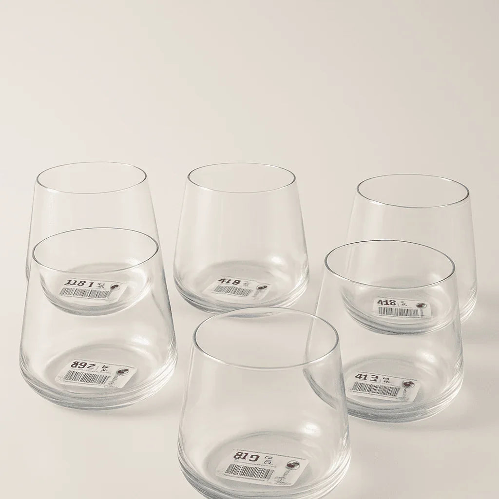 Conjunto com 6 Copos de Vidro com Design Geométrico 385ml alidolado