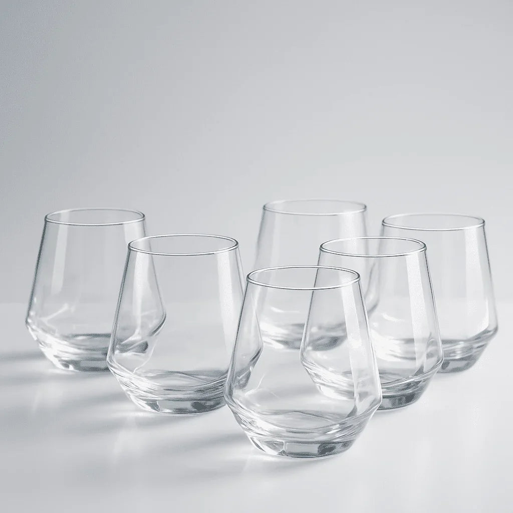 Conjunto com 6 Copos de Vidro com Design Geométrico 310ml alidolado