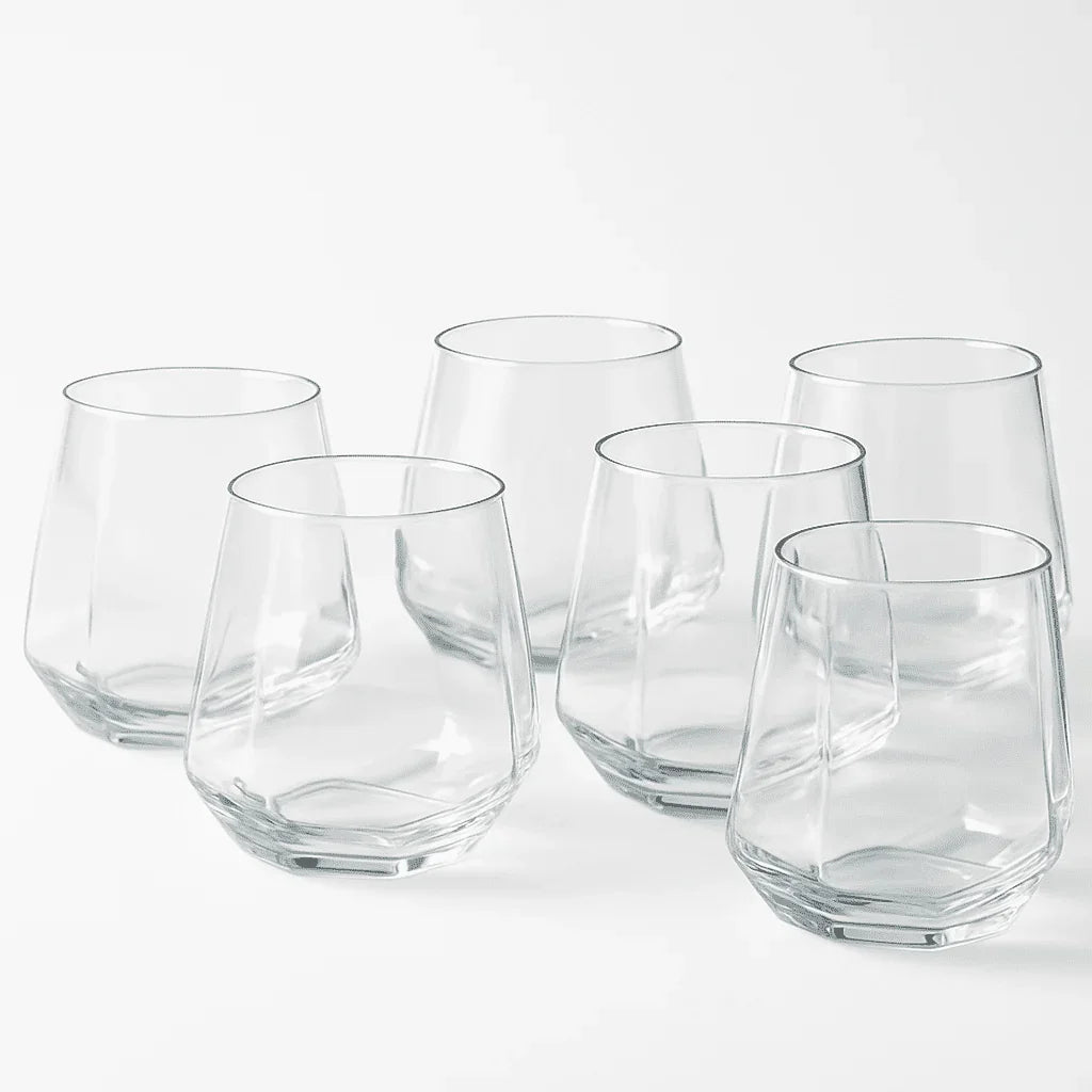 Conjunto com 6 Copos de Vidro com Design Geométrico 310ml alidolado