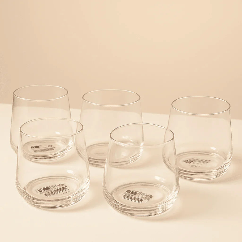 Conjunto com 6 Copos de Vidro com Design Geométrico 385ml alidolado