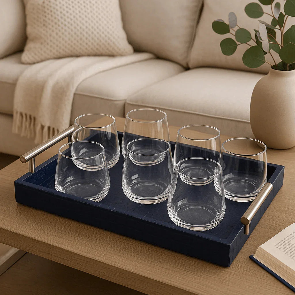 Conjunto com 6 Copos de Vidro com Design Geométrico 385ml alidolado