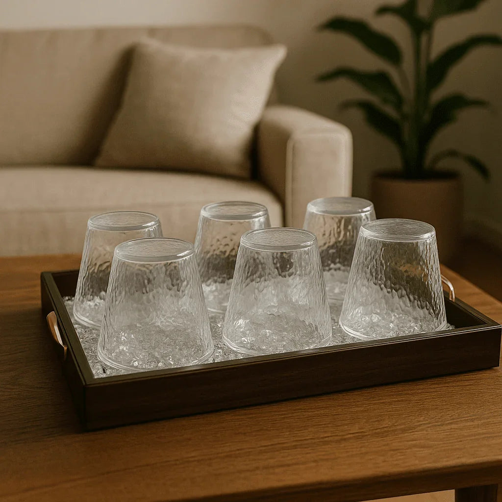 Conjunto com 6 Copos de Vidro com Relevo Geométrico 310ml alidolado