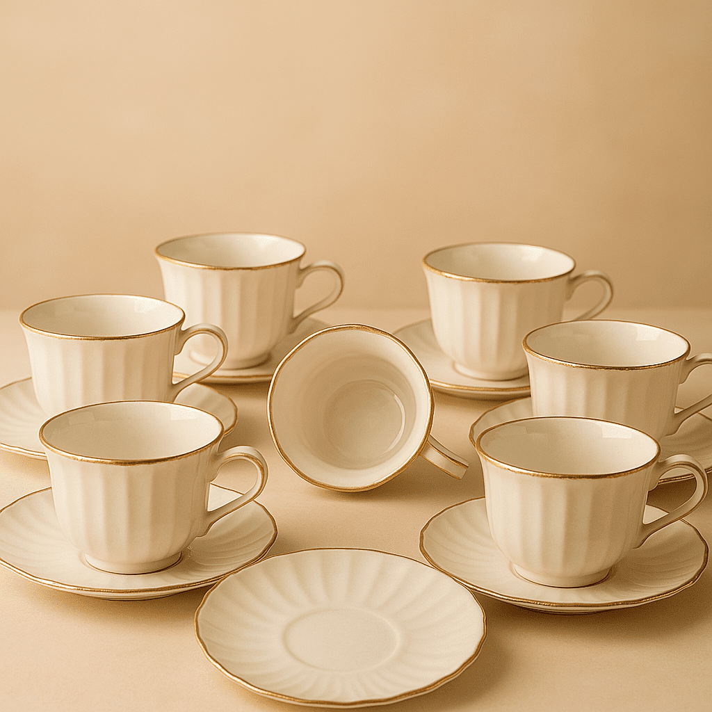 Conjunto com 6 Xícaras de Café com Pires alidolado