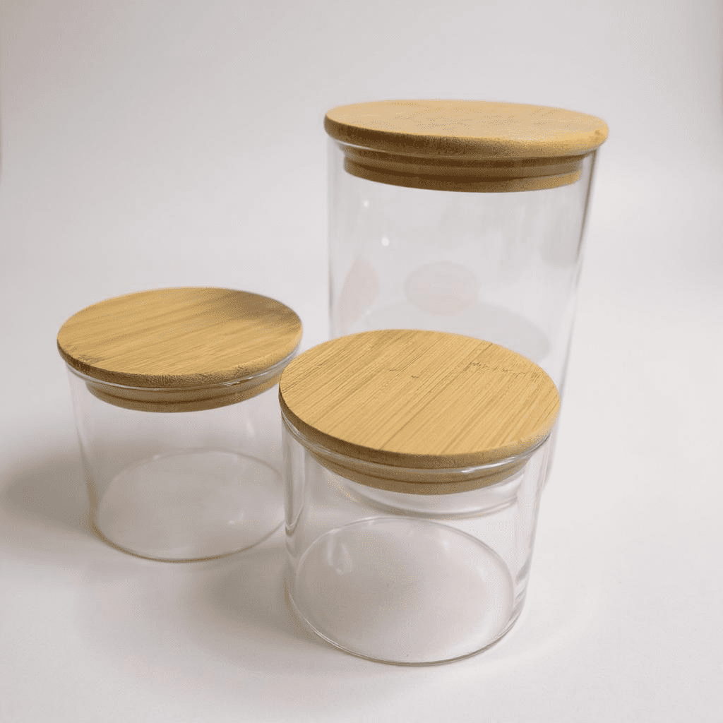 Conjunto de 2 Potes Herméticos com Tampa de Bambu alidolado