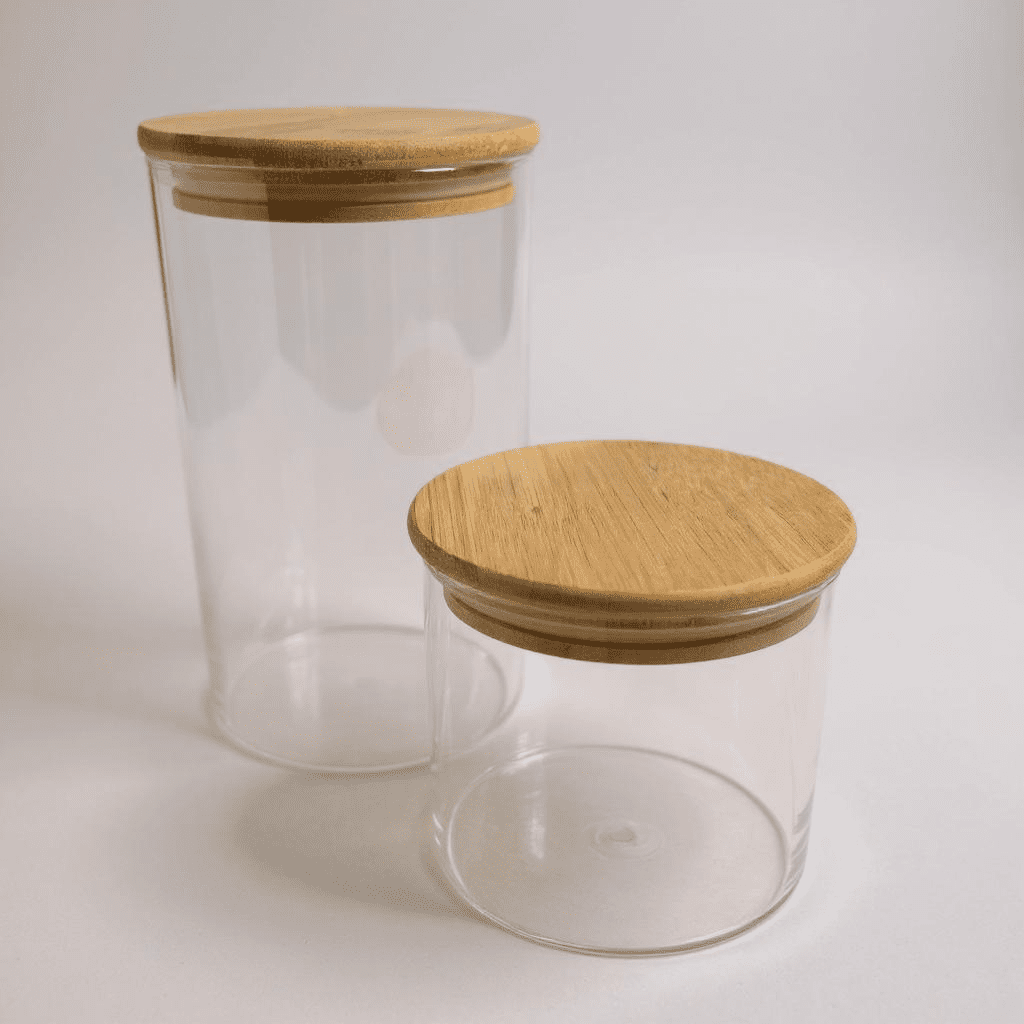 Conjunto de 2 Potes Herméticos com Tampa de Bambu alidolado