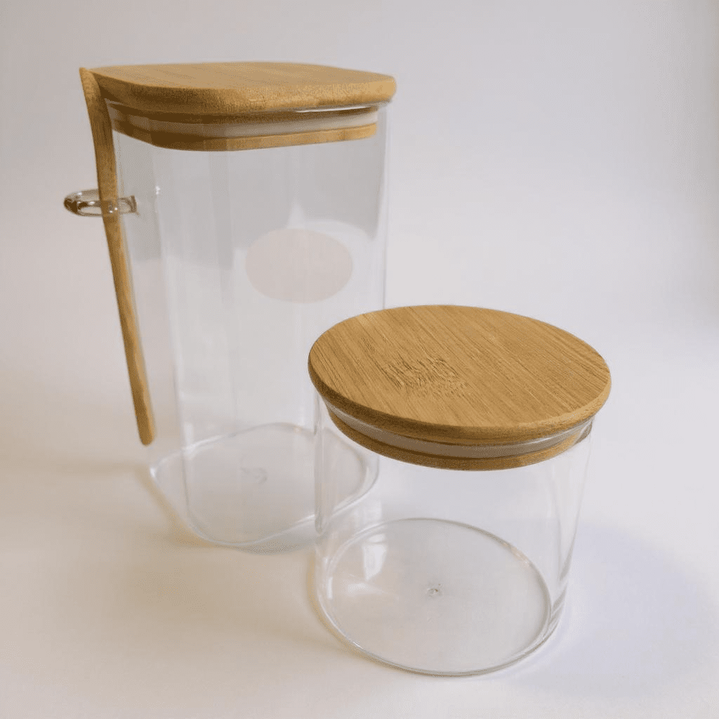 Conjunto de 2 Potes Herméticos com Tampa de Bambu alidolado