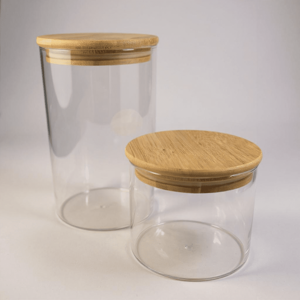Conjunto de 2 Potes Herméticos com Tampa de Bambu alidolado