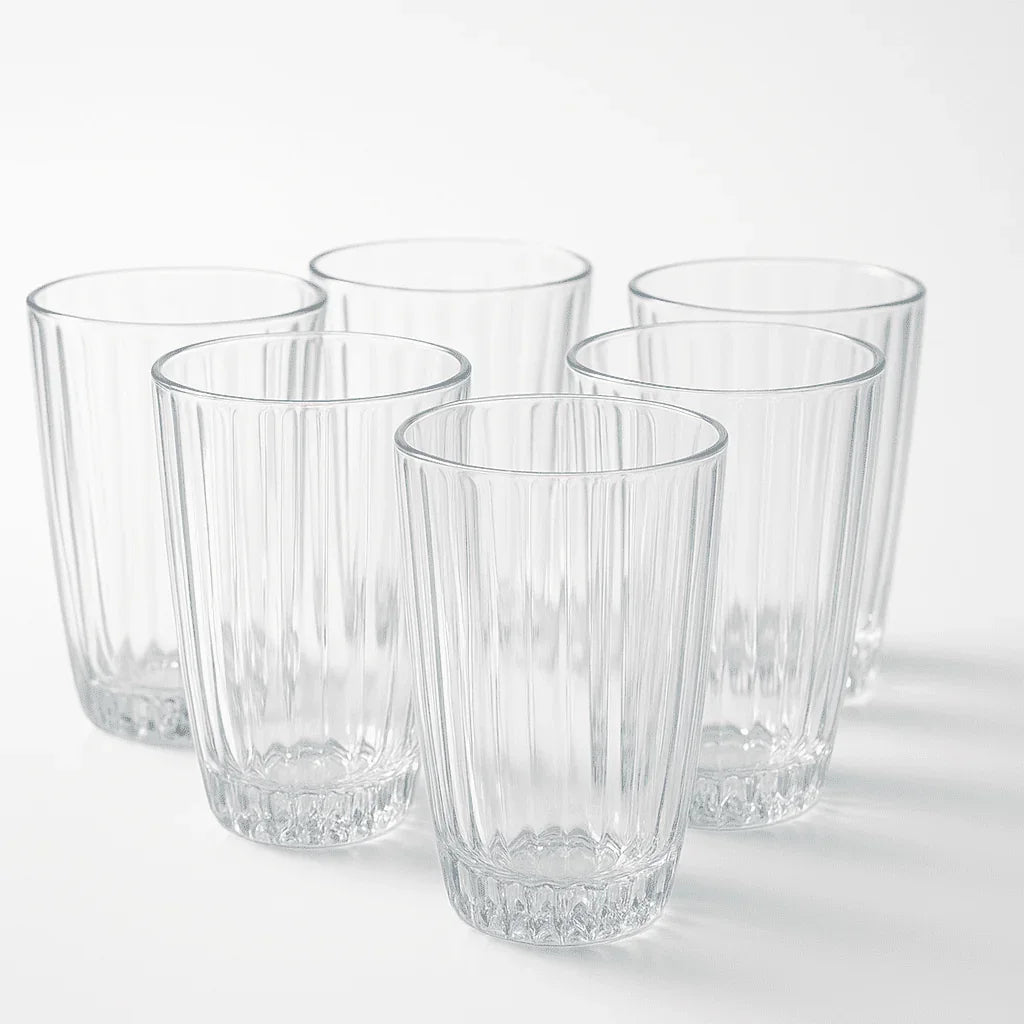 Conjunto de 6 Copos Alto de Vidro 330ml com Detalhe Decorativo alidolado