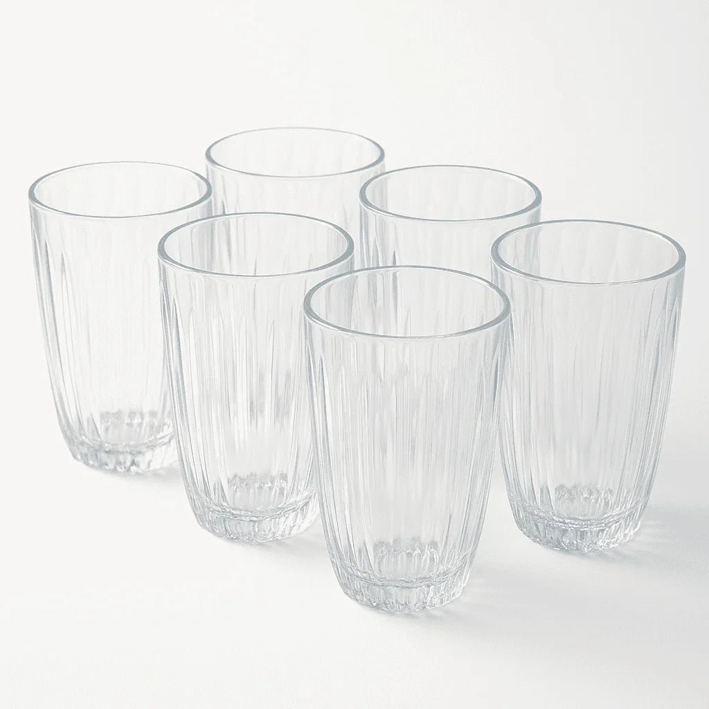 Conjunto de 6 Copos Alto de Vidro 330ml com Detalhe Decorativo alidolado