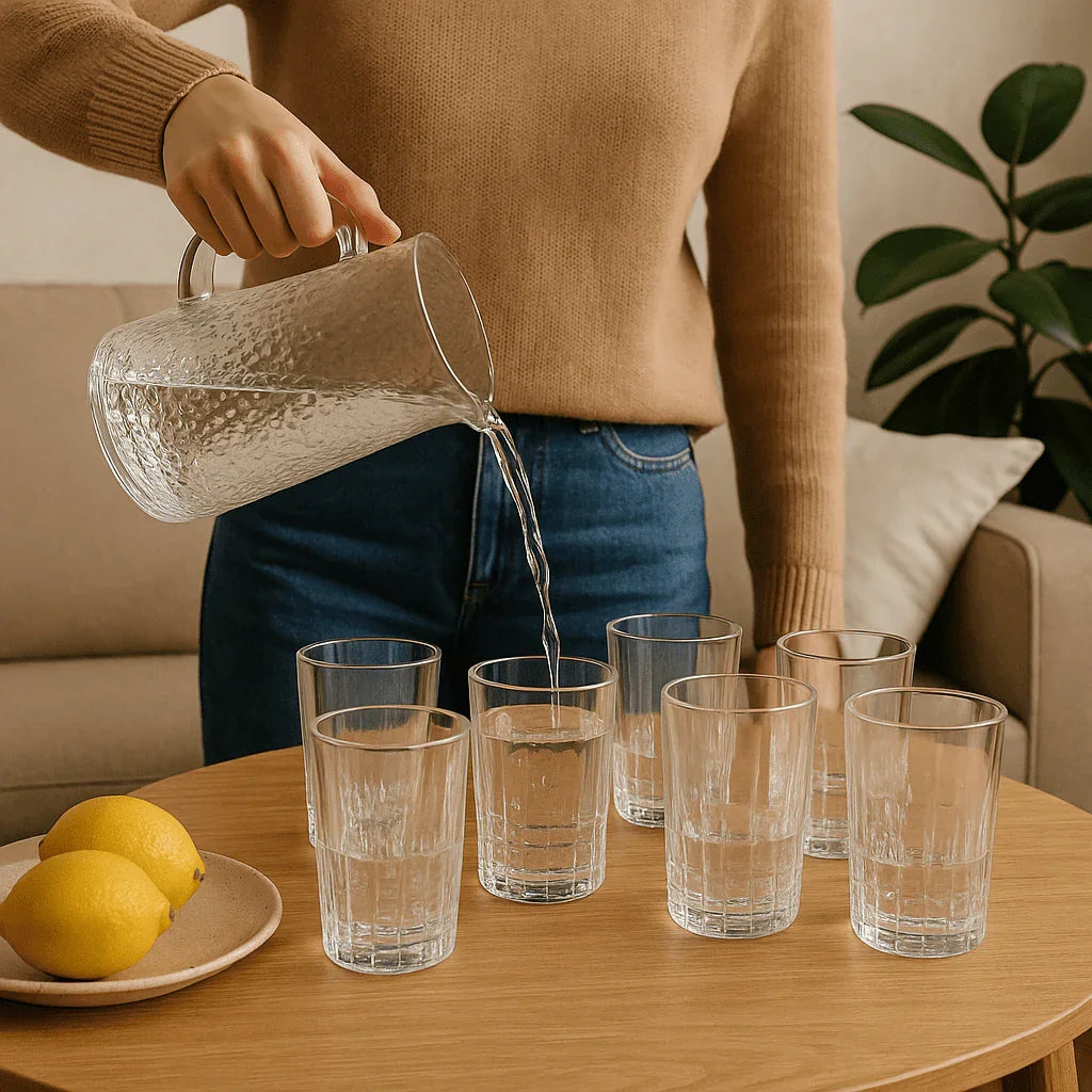 Conjunto de 6 Copos Alto de Vidro 370ml com Textura Elegante alidolado