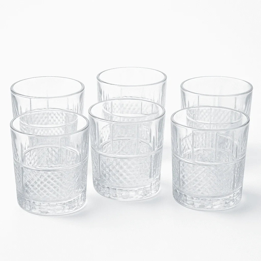 Conjunto de 6 Copos de Vidro 300ml com Detalhes Decorativos alidolado