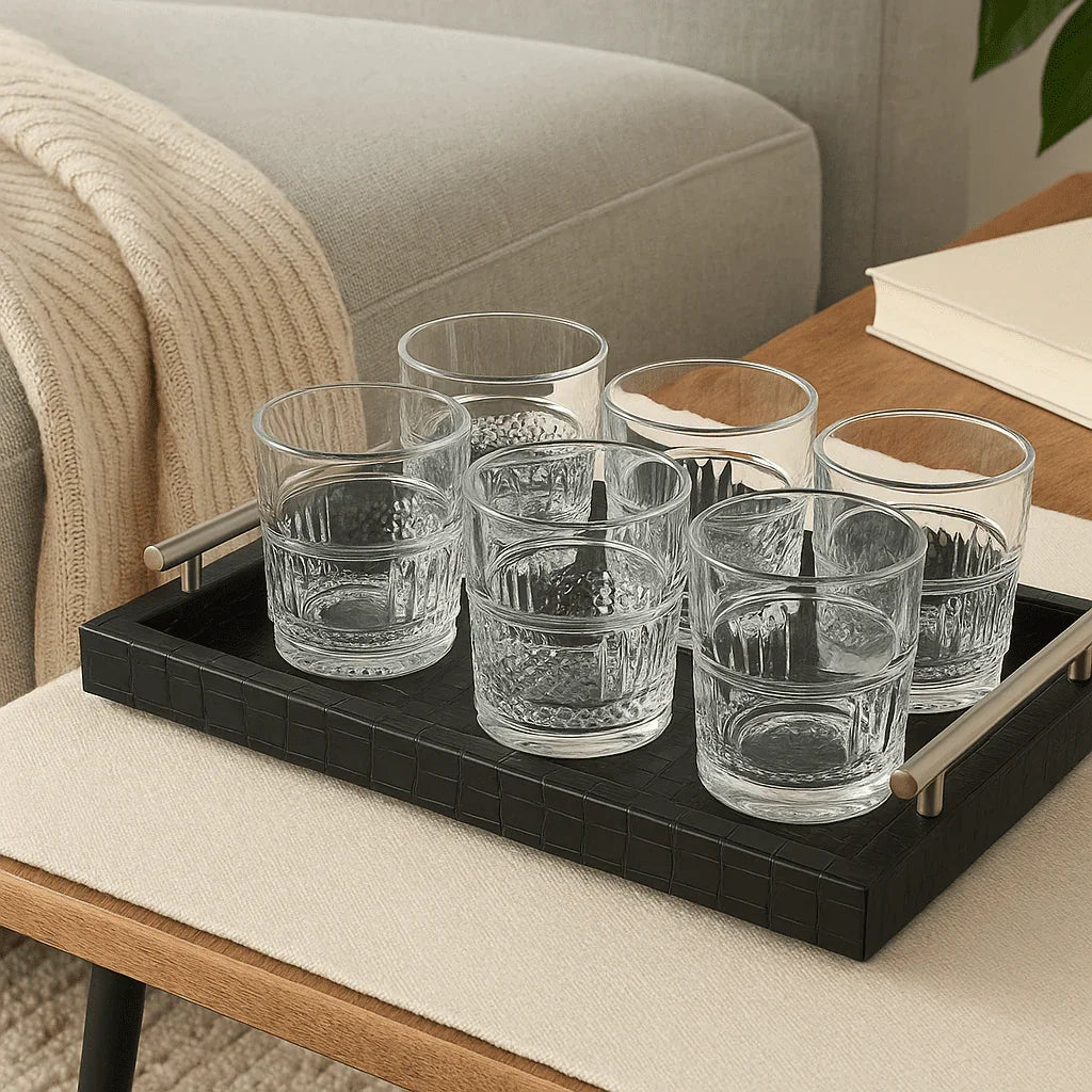 Conjunto de 6 Copos de Vidro 300ml com Detalhes Decorativos alidolado