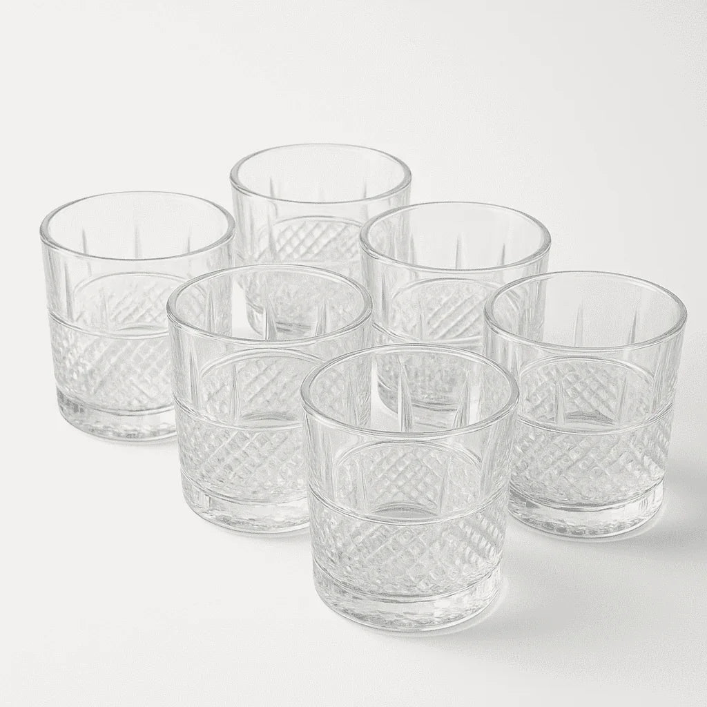 Conjunto de 6 Copos de Vidro 300ml com Detalhes Decorativos alidolado