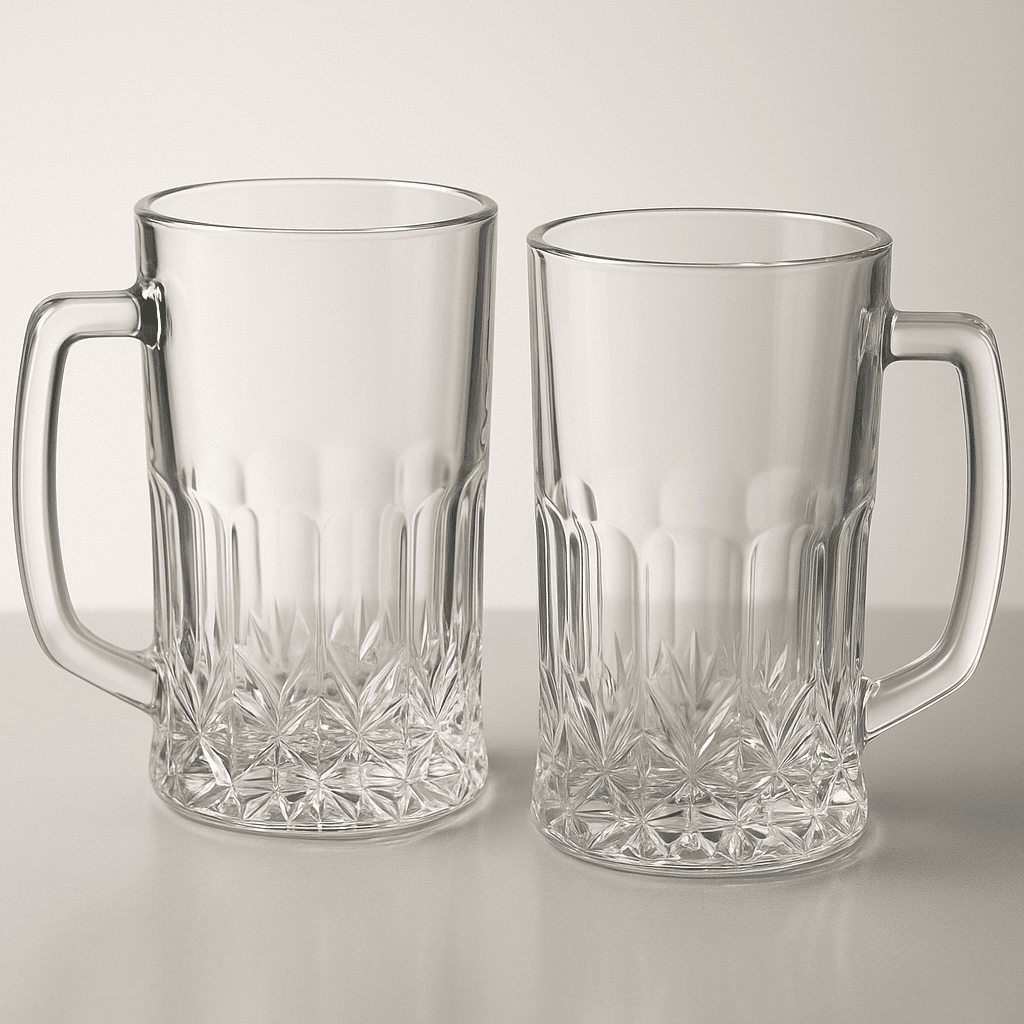 Conjunto de 2 Copos de Vidro com Alça 530ml alidolado