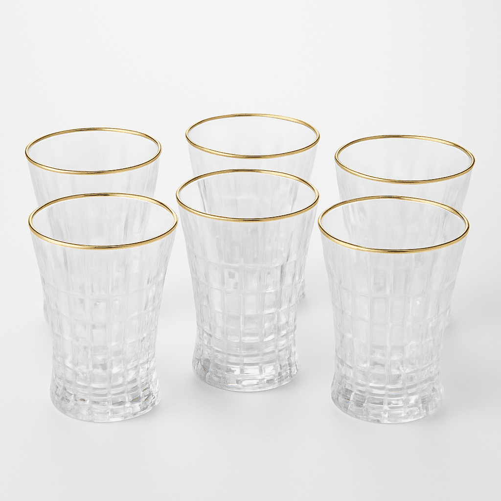 Conjunto de 6 Copos de Vidro com Borda Dourada 370ml alidolado
