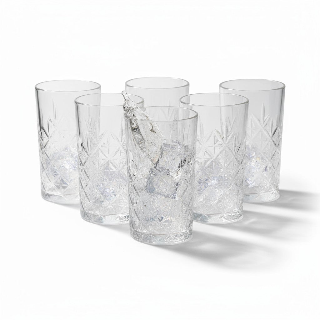 Conjunto de 6 Copos Vidro Quadrado 330ml Alidolado