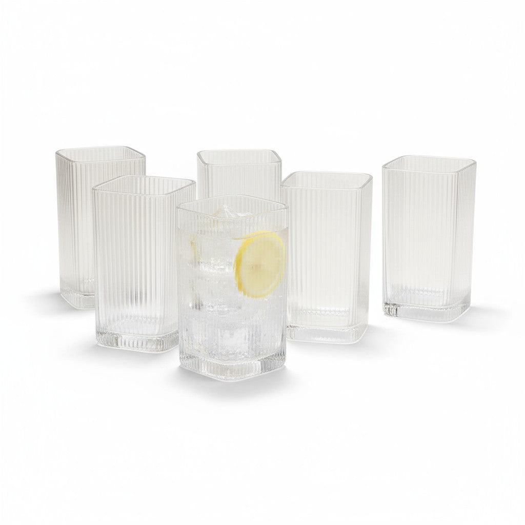 Conjunto de 6 Copos Textura Vertical 350ml Alidolado