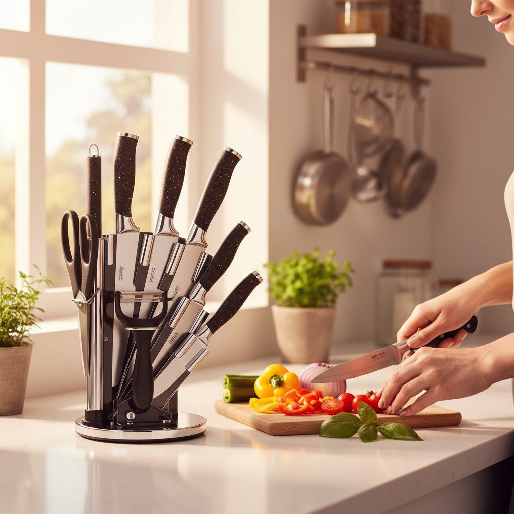 Faqueiro Profissional com Suporte Giratório Decorativo Alidolado