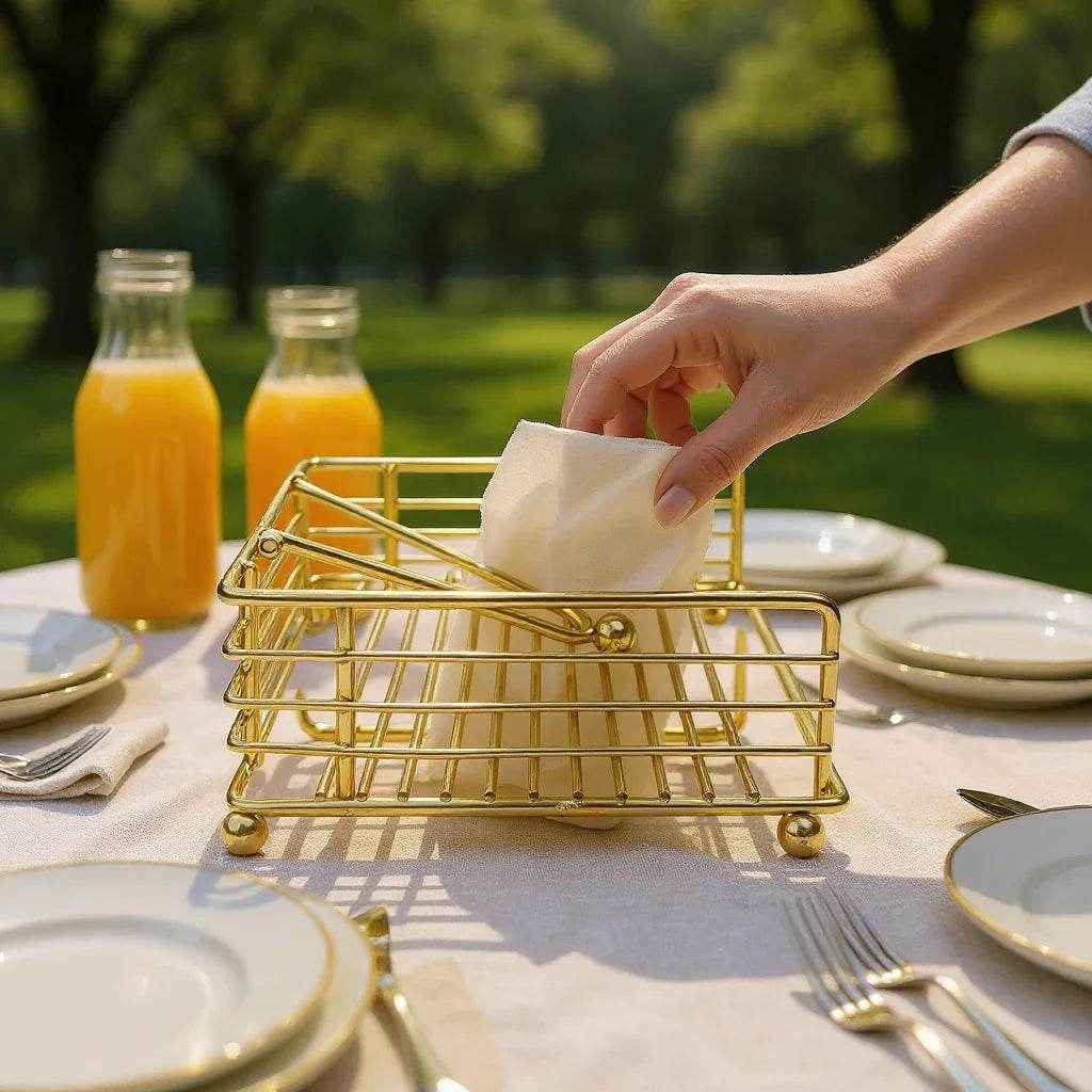 Suporte para Guardanapos em Metal – Cor Dourado, 1 unidade - Alidolado