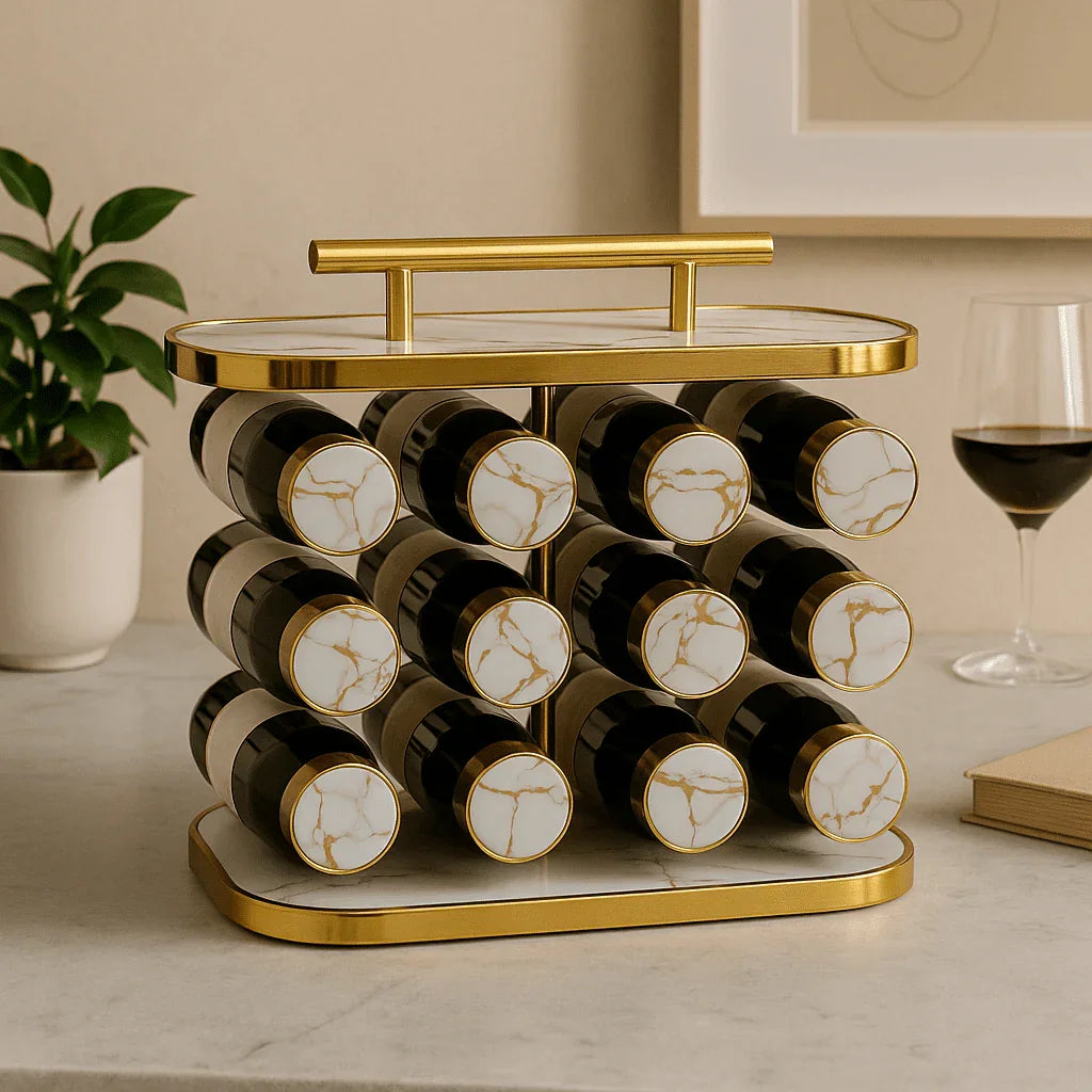 Organizador de Potes de Temperos com Suporte Branco e Dourado alidolado