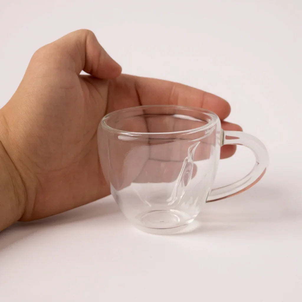 Copo de Vidro de Parede Dupla em Formato de Coração – 90ml