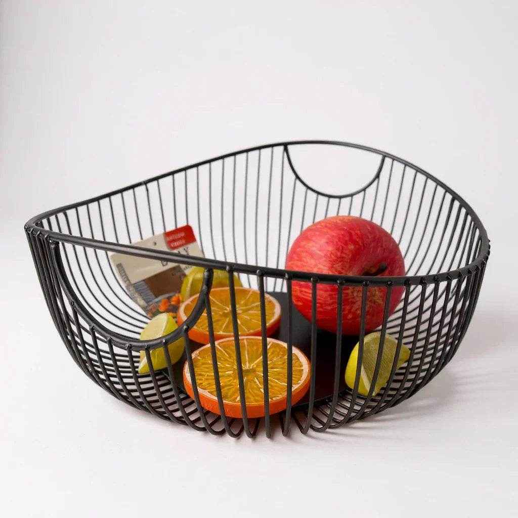 Suporte para Frutas em Metal – Cor Preto com Detalhes em Madeira, 1 unidade - Alidolado