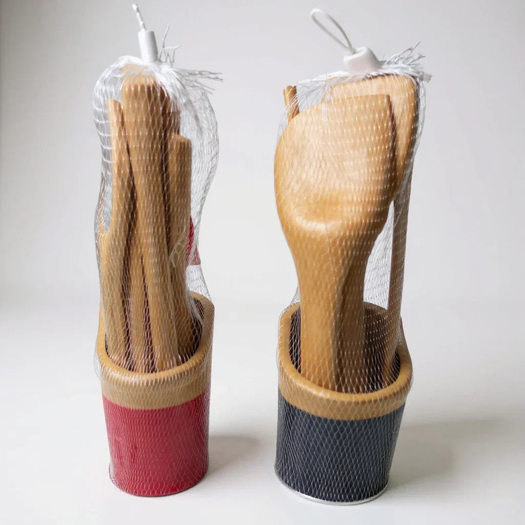 Conjunto de Utensílios de Cozinha em Bambu com Suporte – 6 Peças