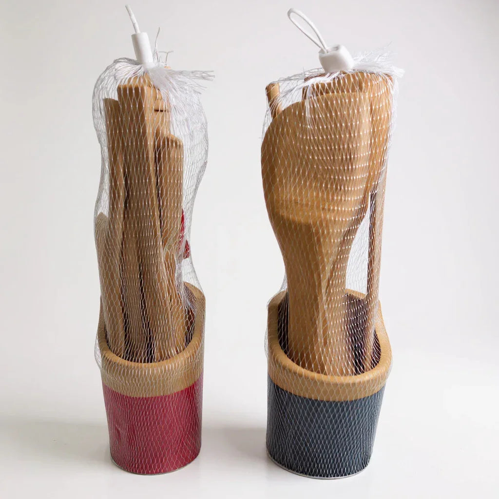 Conjunto de Utensílios de Cozinha em Bambu com Suporte – 6 Peças