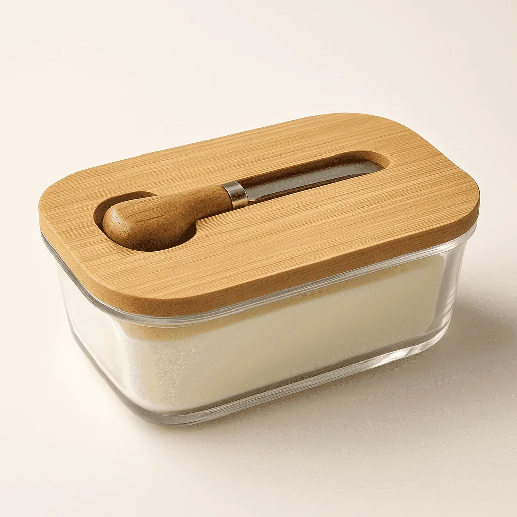Porta-Queijo com Tampa e Faca de Bambu alidolado