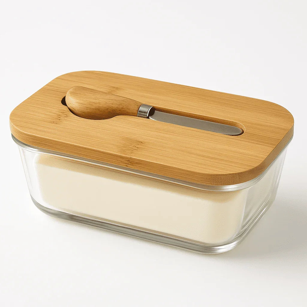 Porta-Queijo com Tampa e Faca de Bambu alidolado
