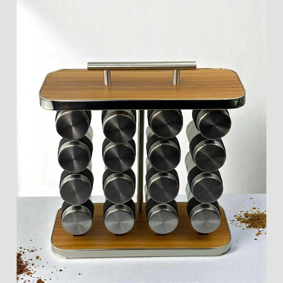 Porta-Tempero – 16 Potes de Vidro com Suporte alidolado