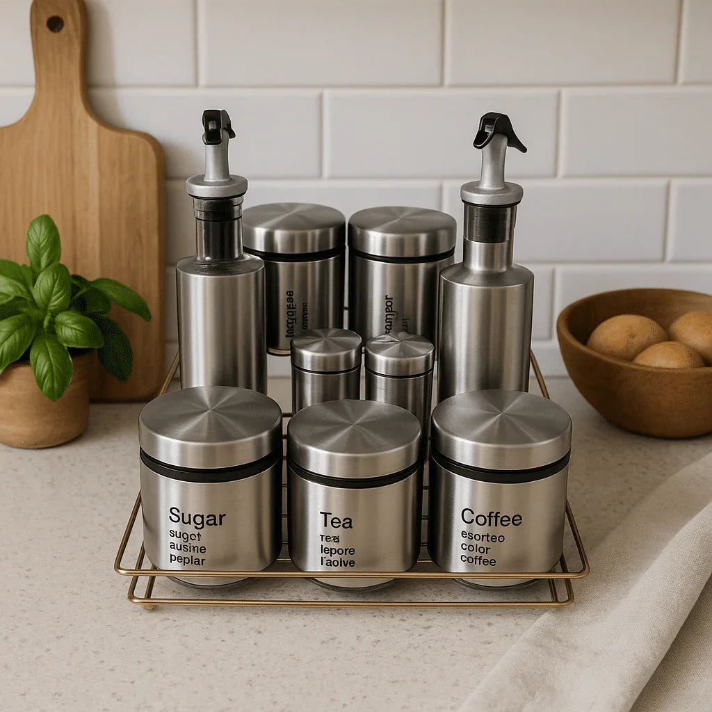 Porta-Temperos Organizador em Inox alidolado