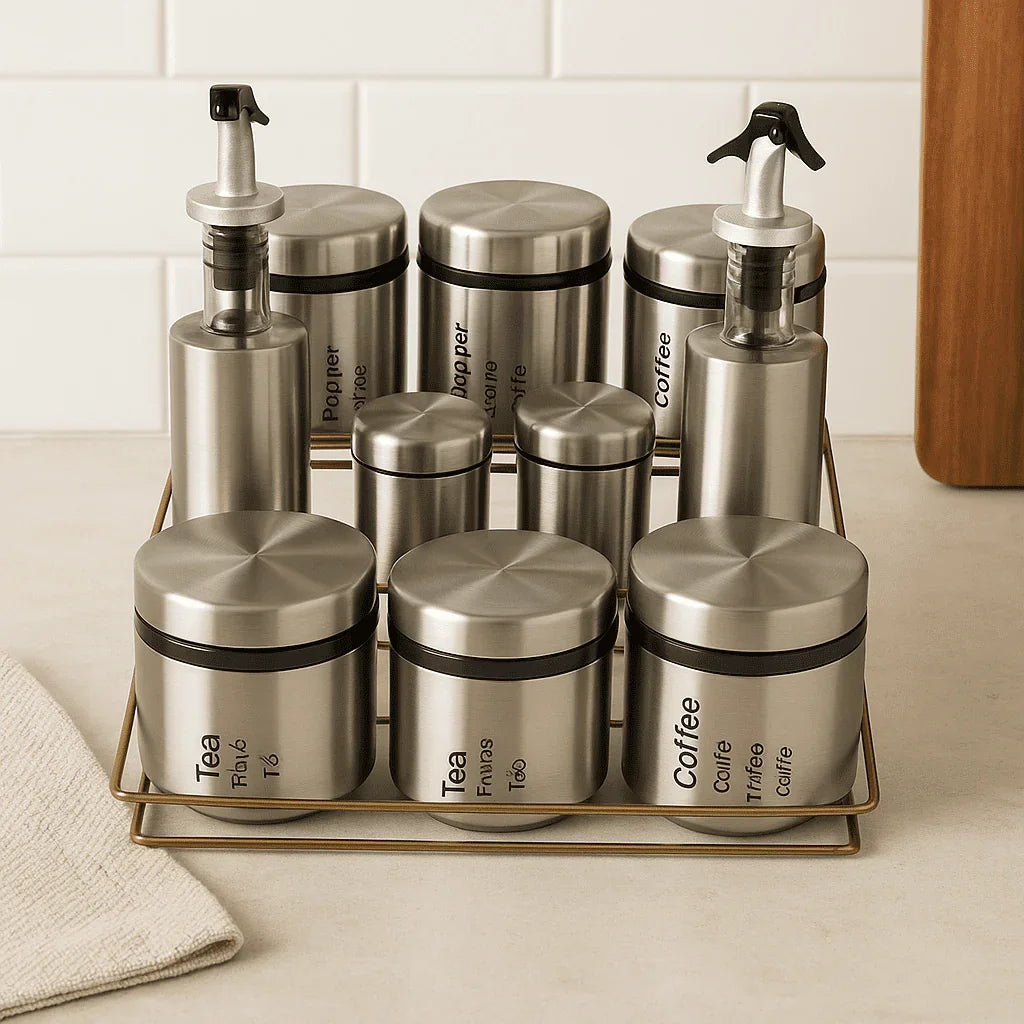 Porta-Temperos Organizador em Inox alidolado