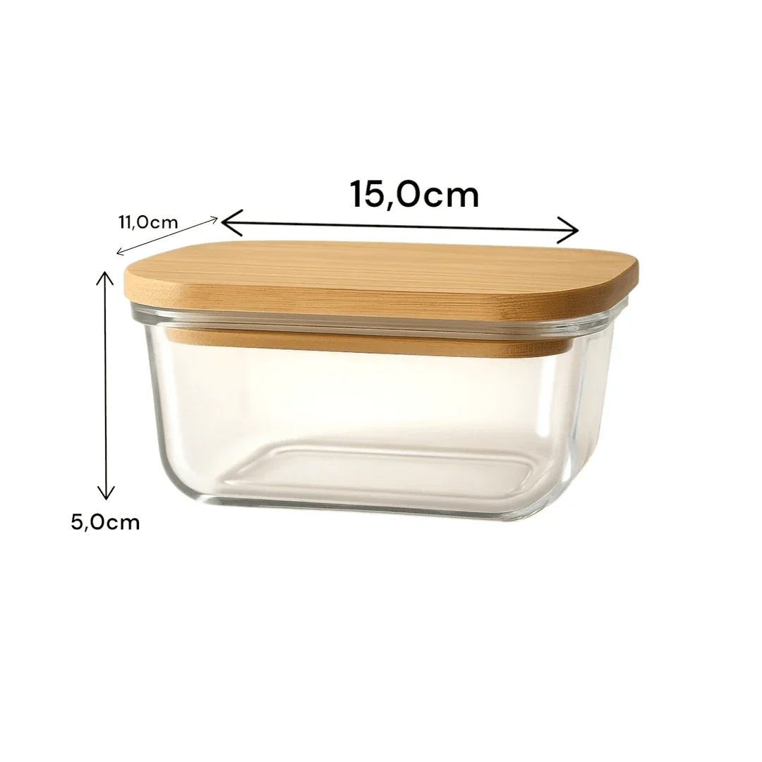 Pote Hermético com Tampa de Bambu - 350ML alidolado