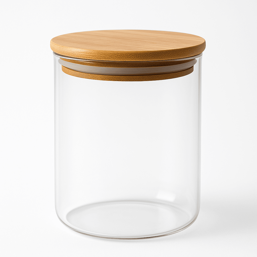 Pote de Vidro Redondo com Tampa de Bambu 1050ml alidolado