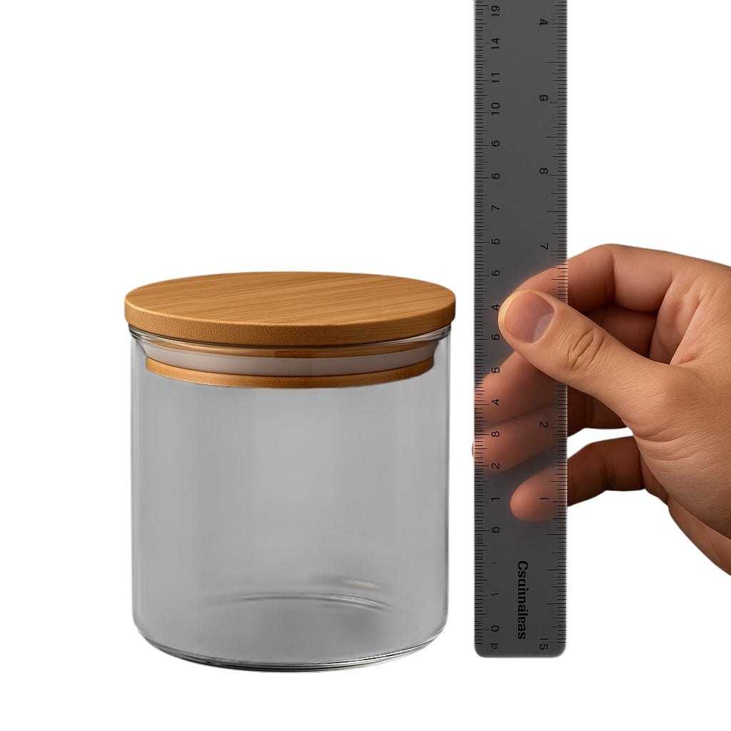 Pote de Vidro Redondo com Tampa de Bambu 700ml alidolado