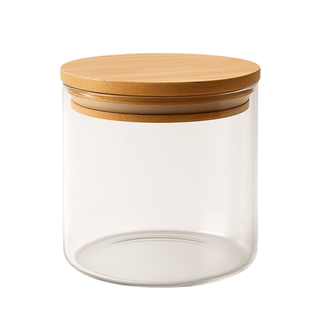 Pote de Vidro Redondo com Tampa de Bambu 700ml alidolado