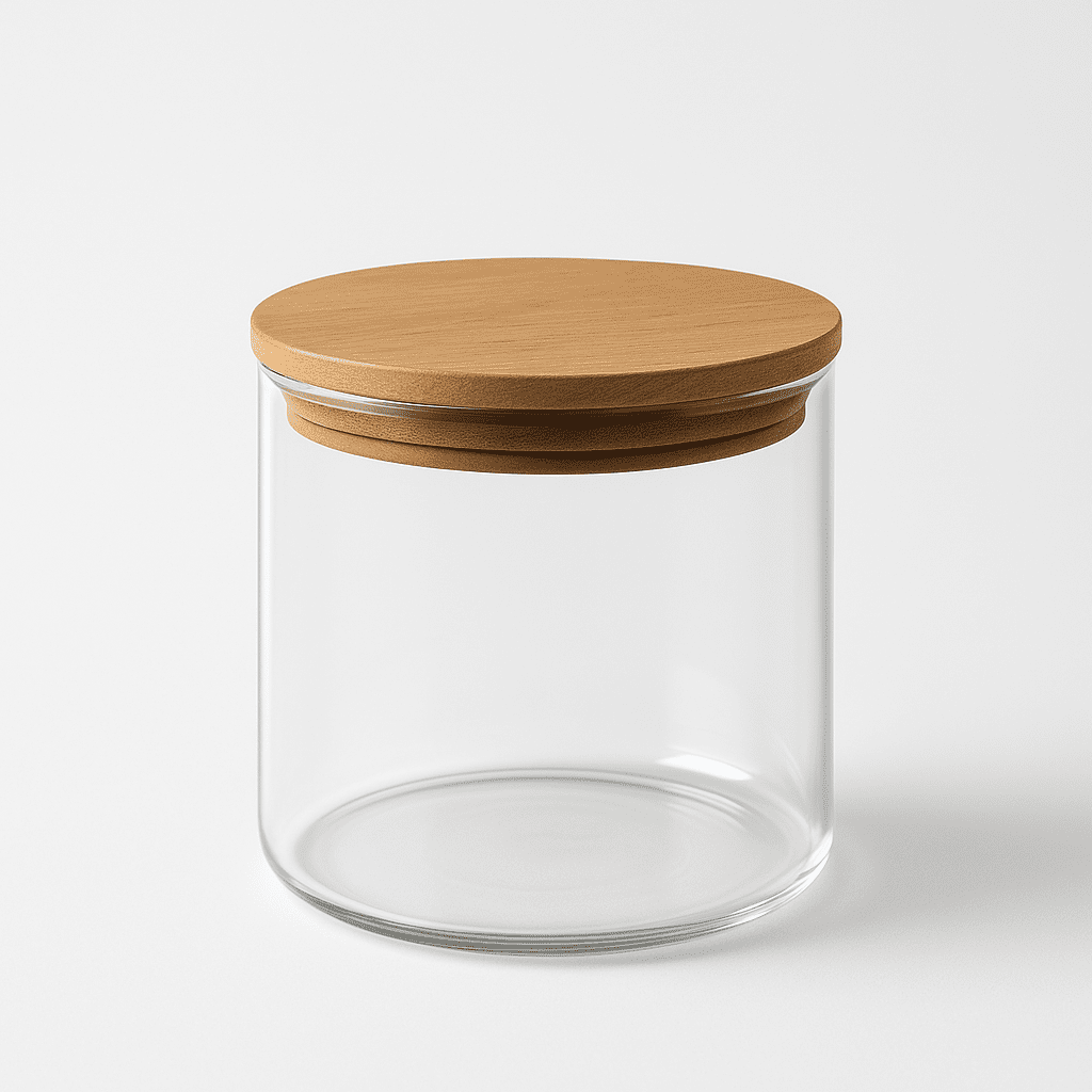 Pote de Vidro Redondo com Tampa de Bambu 700ml alidolado