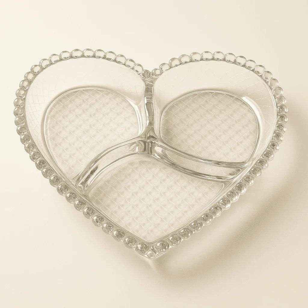Prato de Cristal com Divisória Coração com Bolhas Alidolado - Alidolado
