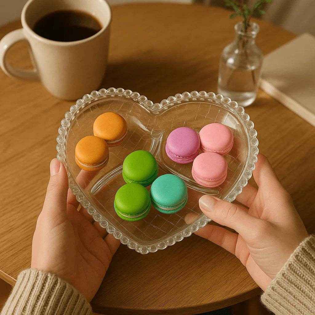 Prato de Cristal com Divisória Coração com Bolhas Alidolado - Alidolado