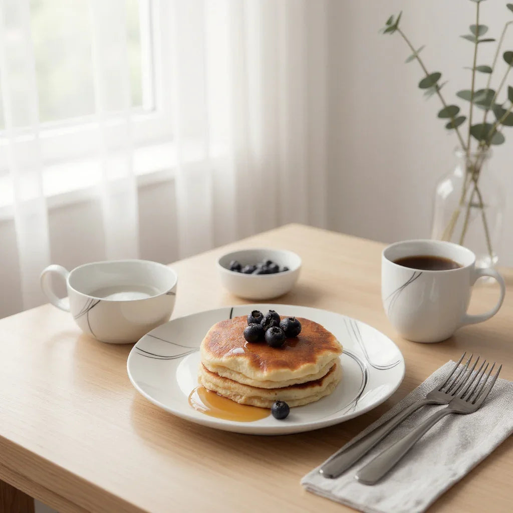 Conjunto de Jantar Branco com Detalhes Pretos – 26 Peças